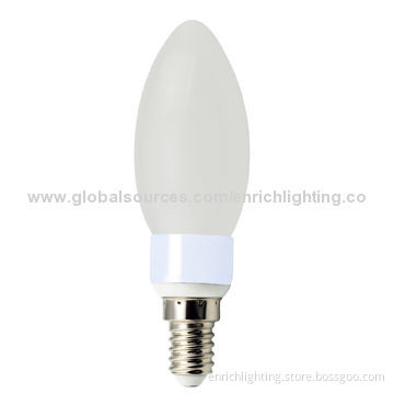 3W LED Candle Bulb, 320lm, 100-240V AC, 2,700-6,500K, White ColorNew